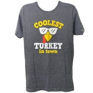 INSTANT MESSAGE Youth XL Gray White Short Slv T-Shirt “Coolest Turkey in Town”